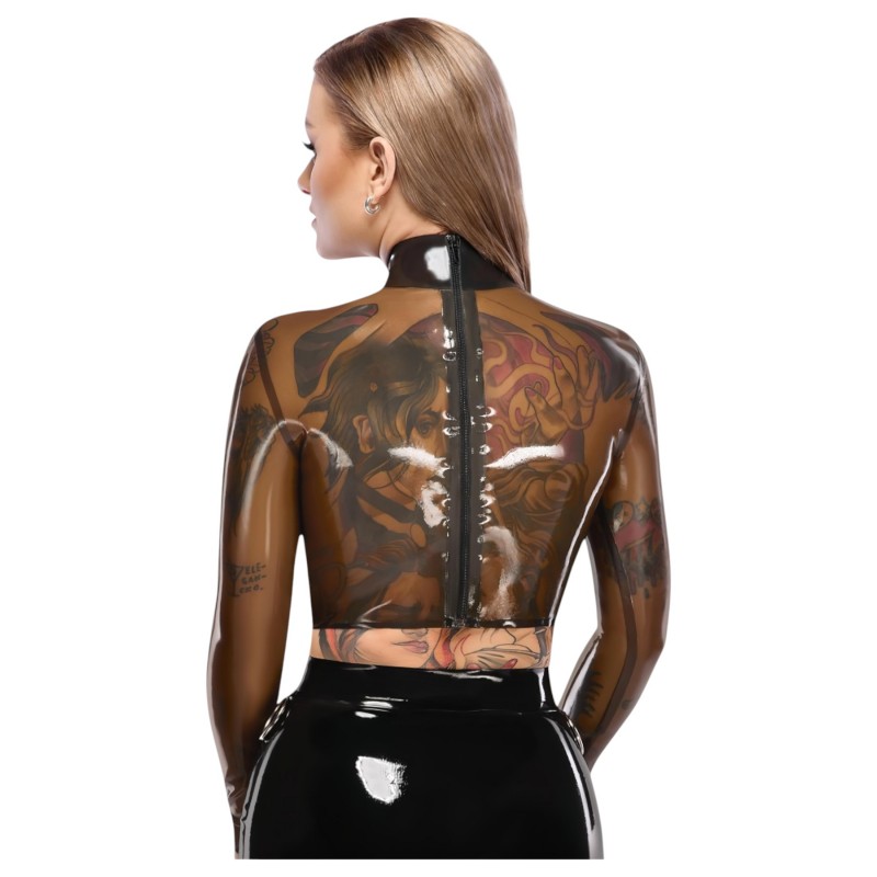 Late X áttetsző latex felső, fétis top (áttetsző-fekete) 163632 termék bemutató kép