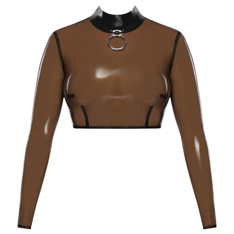 Late X áttetsző latex felső, fétis top (áttetsző-fekete) 163637 termék bemutató kép