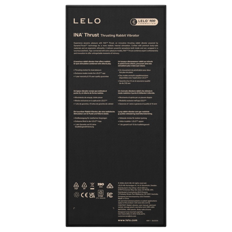 LELO - INA Thrust lökő nyuszivibrátor (fekete) 145167 termék bemutató kép
