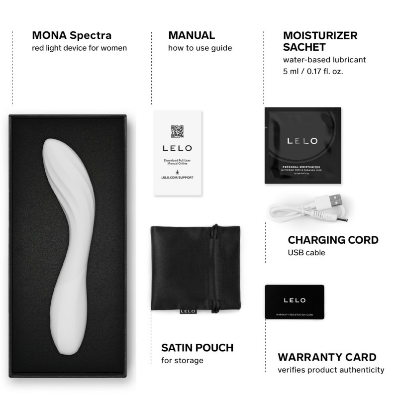 LELO Mona Spectra - okos G-pont vibrátor LED-fénnyel (fehér) 151158 termék bemutató kép