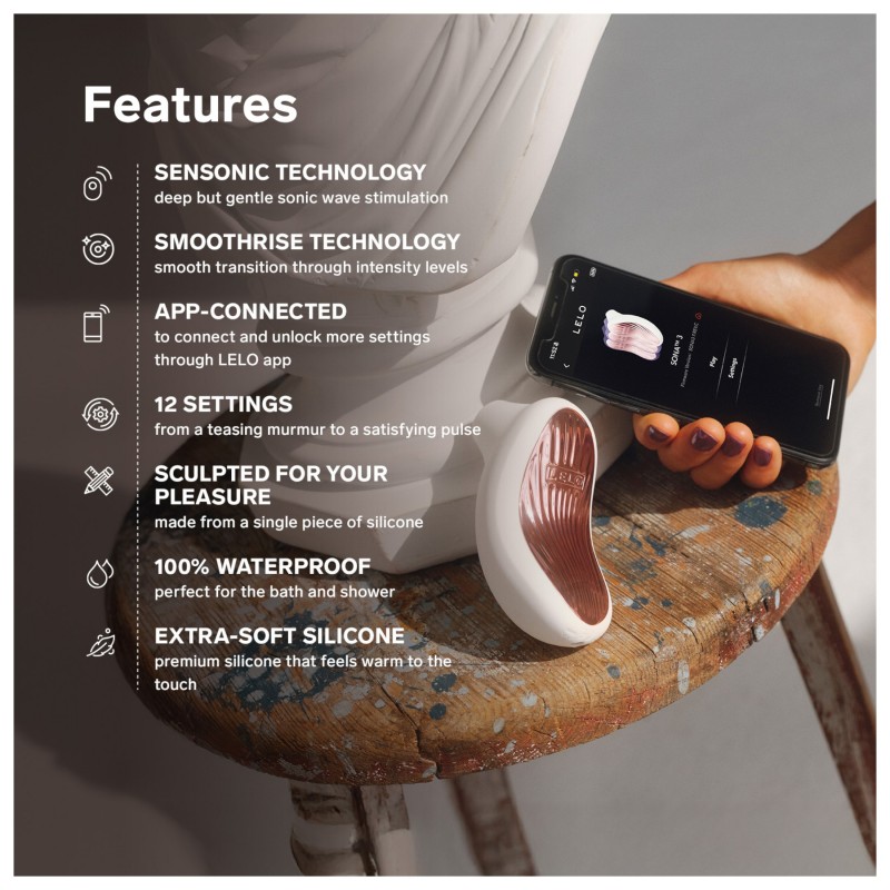LELO Sona 3 - hanghullámos csiklóizgató (fehér) 126541 termék bemutató kép