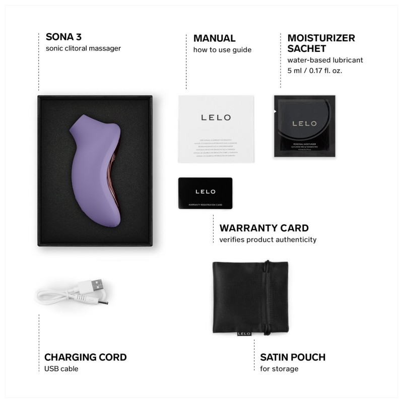 LELO Sona 3 - hanghullámos csiklóizgató (levendula) 126343 termék bemutató kép