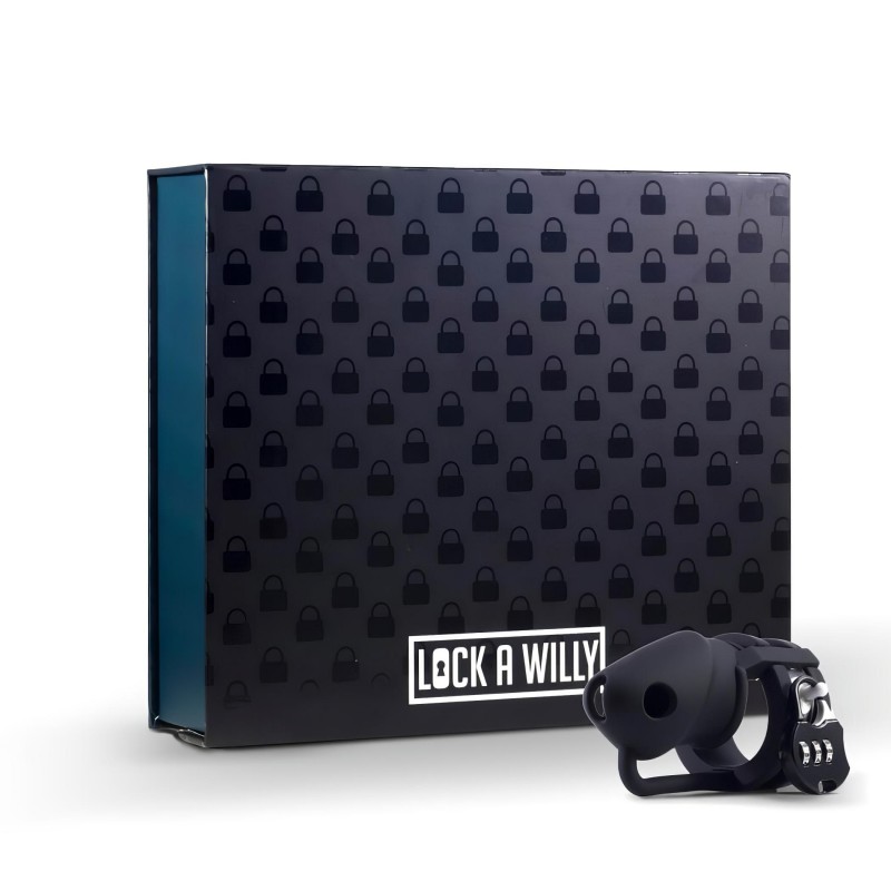 LOCK A WILLY - szilikon pénisz ketrec lakattal (fekete) 118259 termék bemutató kép