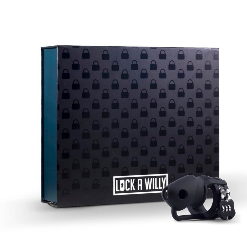 LOCK A WILLY - szilikon pénisz ketrec lakattal (fekete) 19613 termék bemutató kép