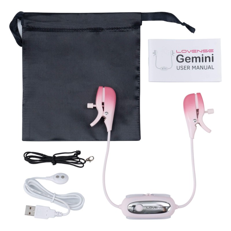 LOVENSE Gemini - okos, vibrációs mellbimbó csipesz (pink) 92267 termék bemutató kép