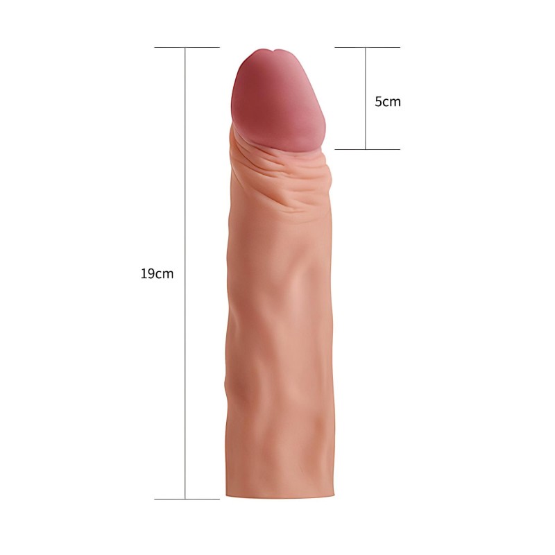 Lovetoy Pleasure X-tender - péniszköpeny - 19 cm (natúr) 132808 termék bemutató kép