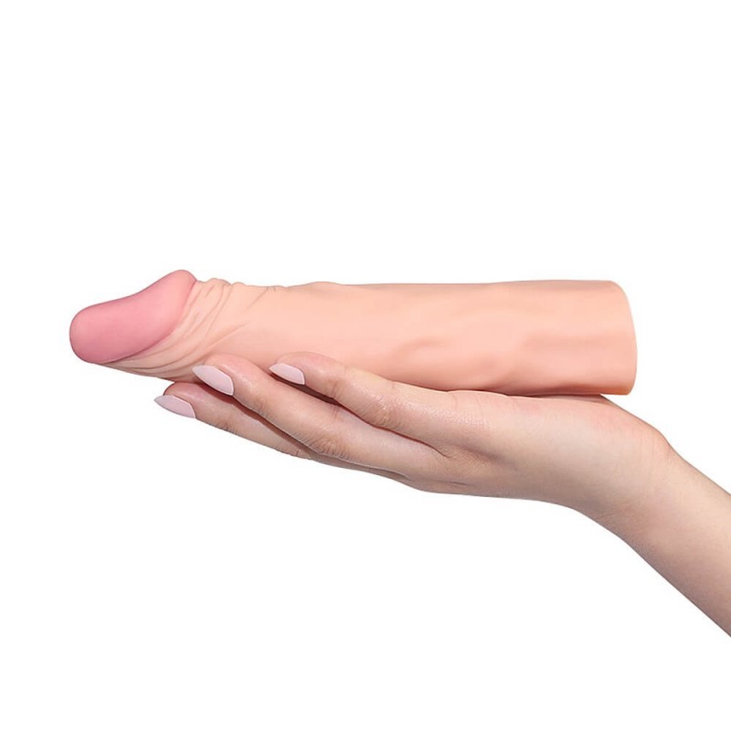 Lovetoy Pleasure X-tender - péniszköpeny - 19cm (natúr) 86428 termék bemutató kép