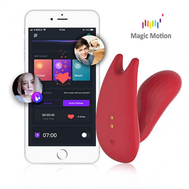 Magic Motion Umi - okos, akkus felcsatolható vibrátor (piros) 50082 termék bemutató kép