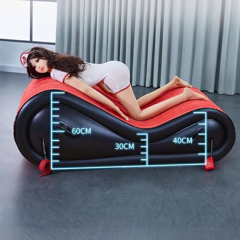 Desirel Magic Pillow - felfújható BDSM szexbútor - bilinccsel (piros) 110951 termék bemutató kép