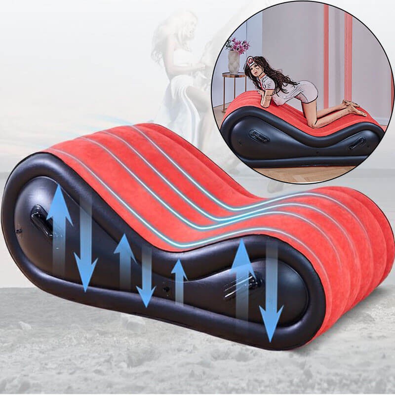 Magic Pillow - Felfújható szexágy - bilincsekkel - nagy (piros) 70273 termék bemutató kép