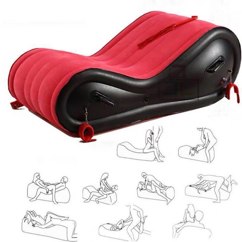 Magic Pillow - Felfújható szexágy - bilincsekkel - nagy (piros) 70263 termék bemutató kép