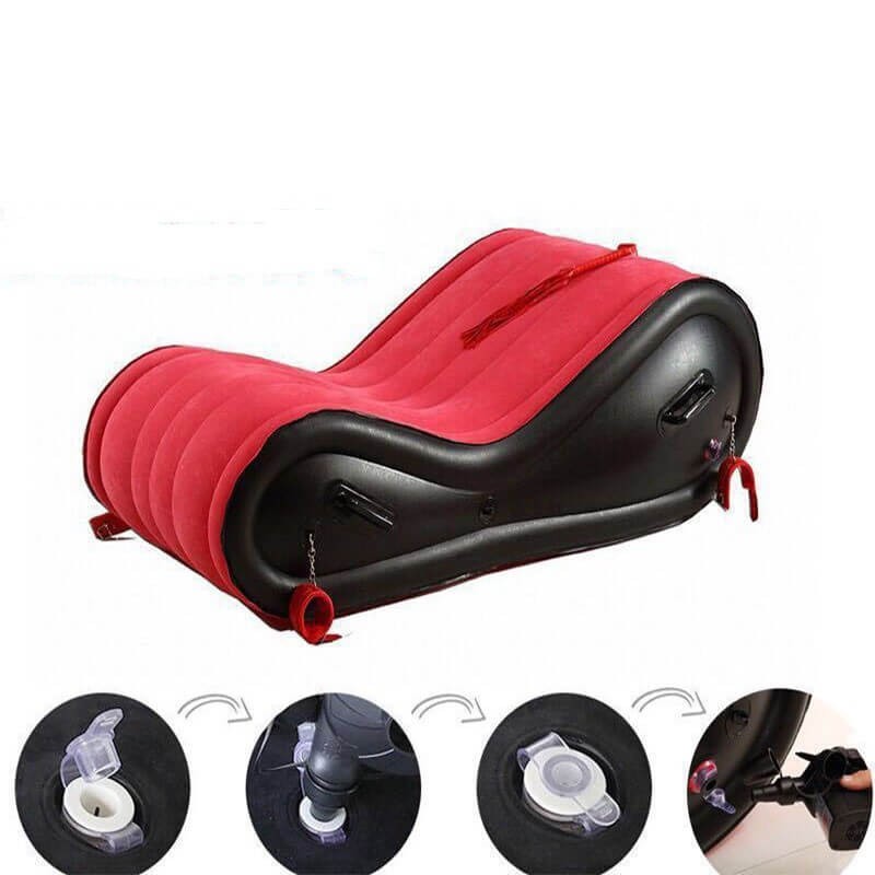 Magic Pillow - Felfújható szexágy - bilincsekkel - nagy (piros) 70267 termék bemutató kép