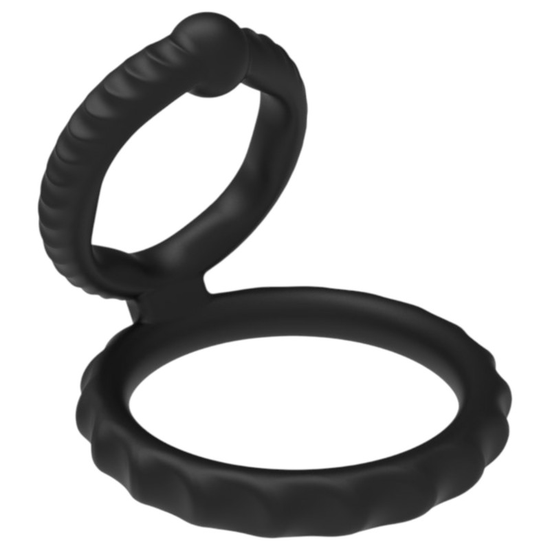 Men's Play - pénisz- és heregyűrű (fekete) 121567 termék bemutató kép