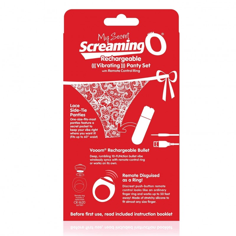 Screaming O Panty Set - akkus, rádiós vibrációs tanga - piros (S-L) 65834 termék bemutató kép