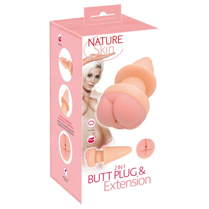 Nature Skin - anál plug és péniszköpeny (natúr) 125287 termék bemutató kép