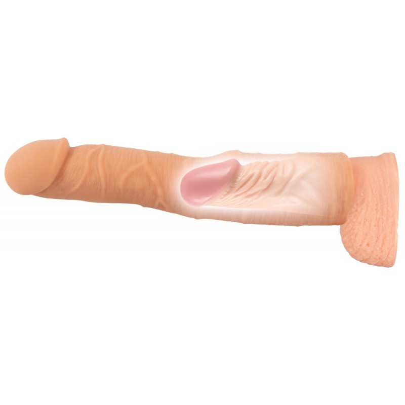 Nature Skin - hosszabbító, vastagító péniszköpeny (24cm) 73581 termék bemutató kép