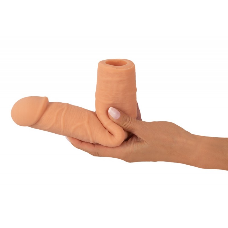 Nature Skin - hosszabbító, vastagító péniszköpeny (24cm) 73578 termék bemutató kép