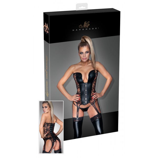 Noir - csipkés, harisnyatartós fűző (fekete)