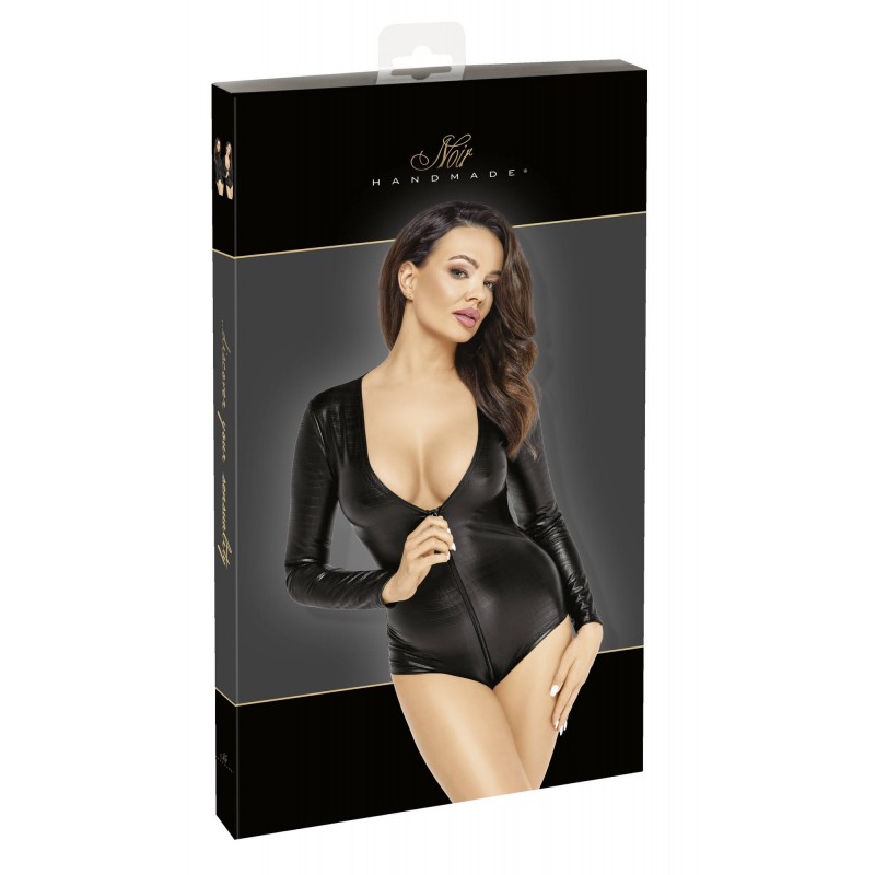 Noir - fényes hosszú ujjú body (fekete) 82893 termék bemutató kép