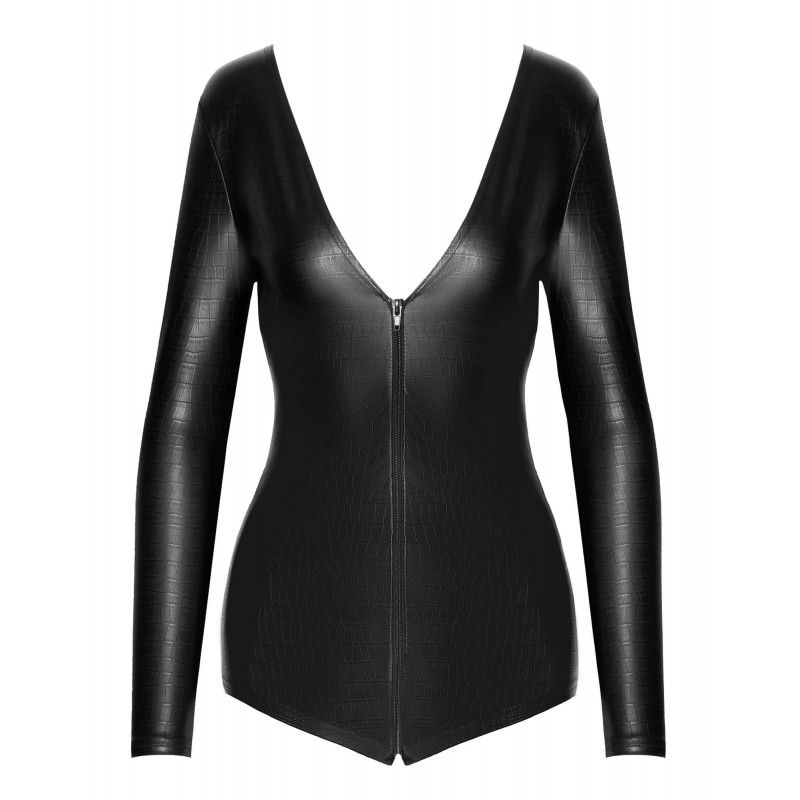 Noir - fényes hosszú ujjú body (fekete) 82894 termék bemutató kép