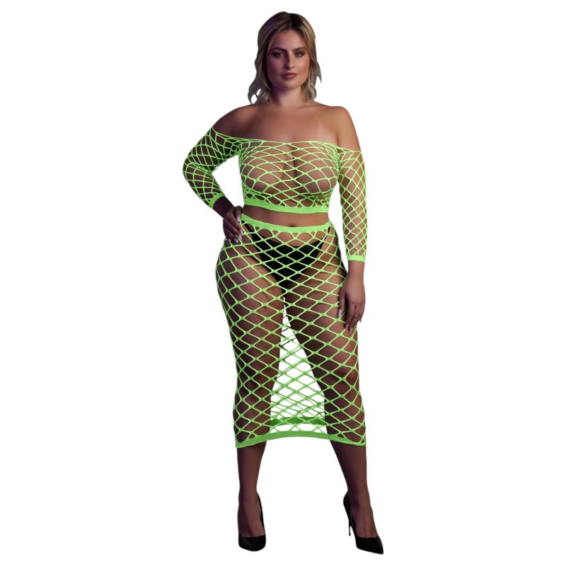 Ouch! - foszforeszkáló szoknya és felső (neon zöld) 113280 termék bemutató kép