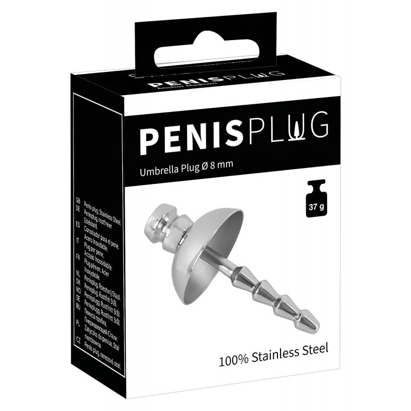 Penisplug - fém, bordázott dilátor (ezüst) 118201 termék bemutató kép