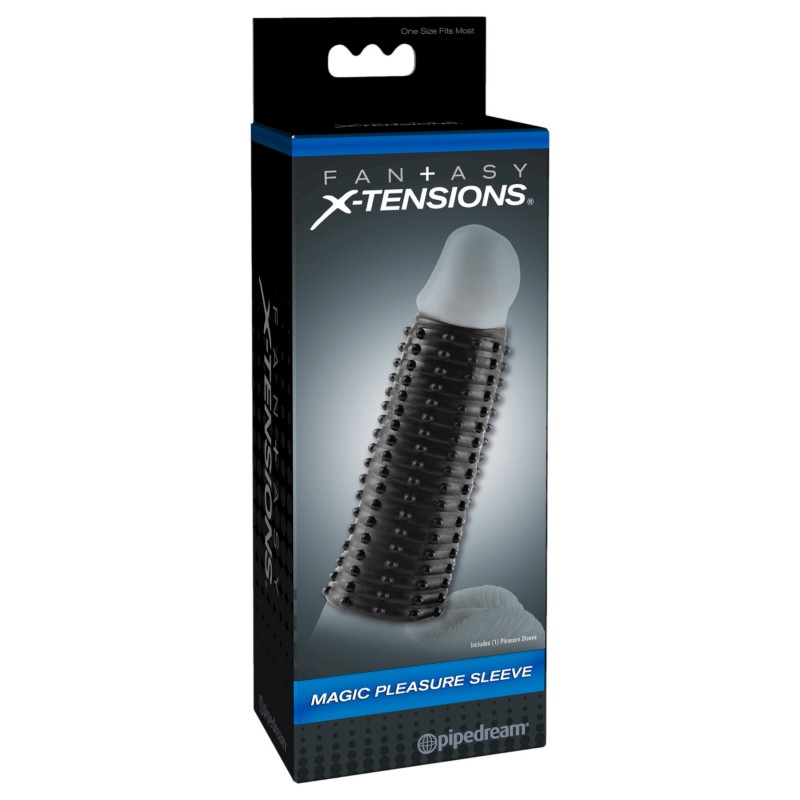 Pipedream Fantasy X-Tensions - pontozott vastagító péniszköpeny (fekete) 136985 termék bemutató kép