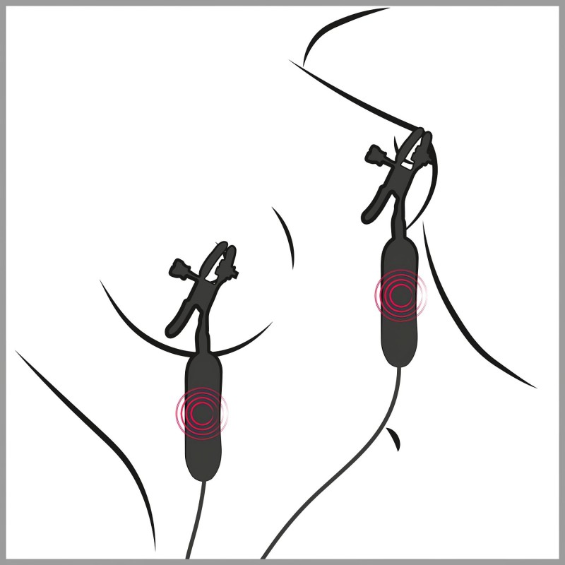 Pipedream - Fetish - rezgő mellbimbó csipesz (fekete) 136774 termék bemutató kép