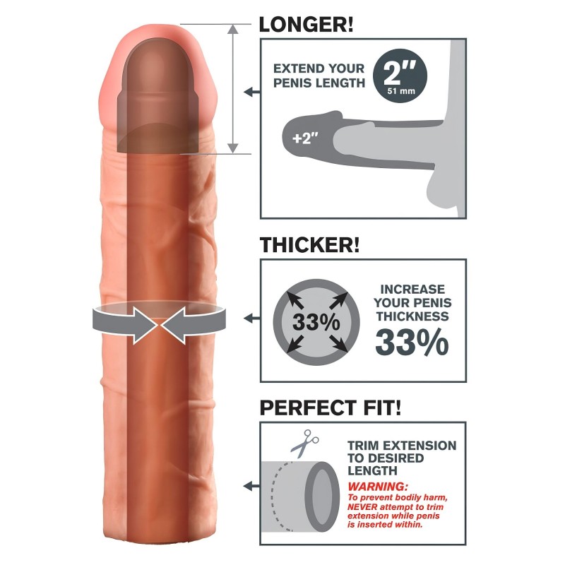 Pipedream - X-TENSION Perfect 2 - élethű péniszköpeny (20,3 cm, natúr) 136642 termék bemutató kép