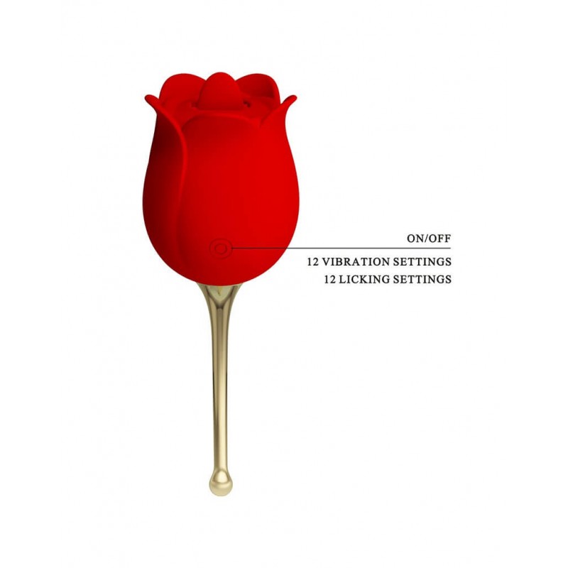 Pretty Love Rose Lover - nyelves 2in1 csikló vibrátor (piros) 71562 termék bemutató kép