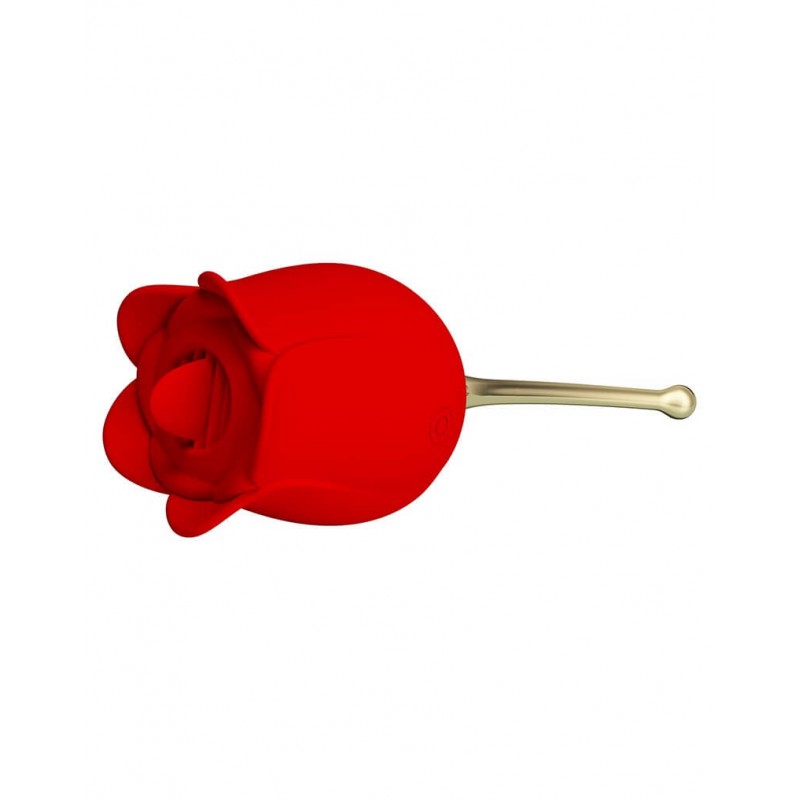 Pretty Love Rose Lover - nyelves 2in1 csikló vibrátor (piros) 71565 termék bemutató kép
