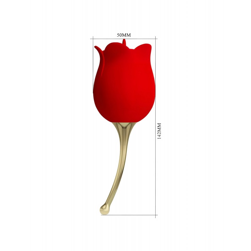 Pretty Love Rose Lover - nyelves 2in1 csikló vibrátor (piros) 117397 termék bemutató kép