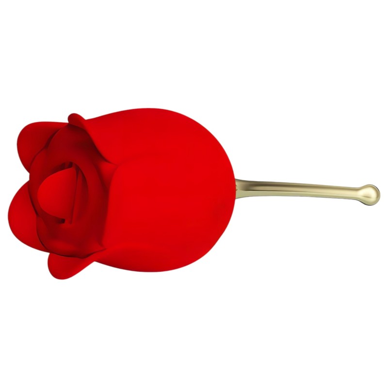 Pretty Love Rose Lover - nyelves 2in1 csikló vibrátor (piros) 117398 termék bemutató kép