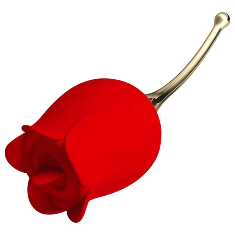 Pretty Love Rose Lover - nyelves 2in1 csikló vibrátor (piros) 101041 termék bemutató kép