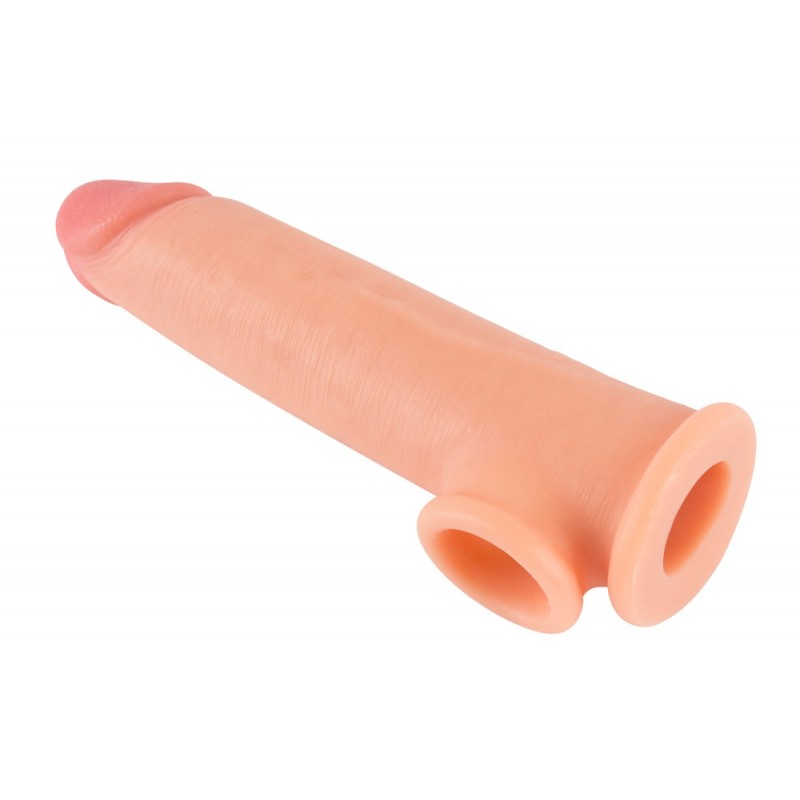 Realistixxx - heregyűrűs hosszabbító péniszköpeny - 19cm (natúr) 35949 termék bemutató kép