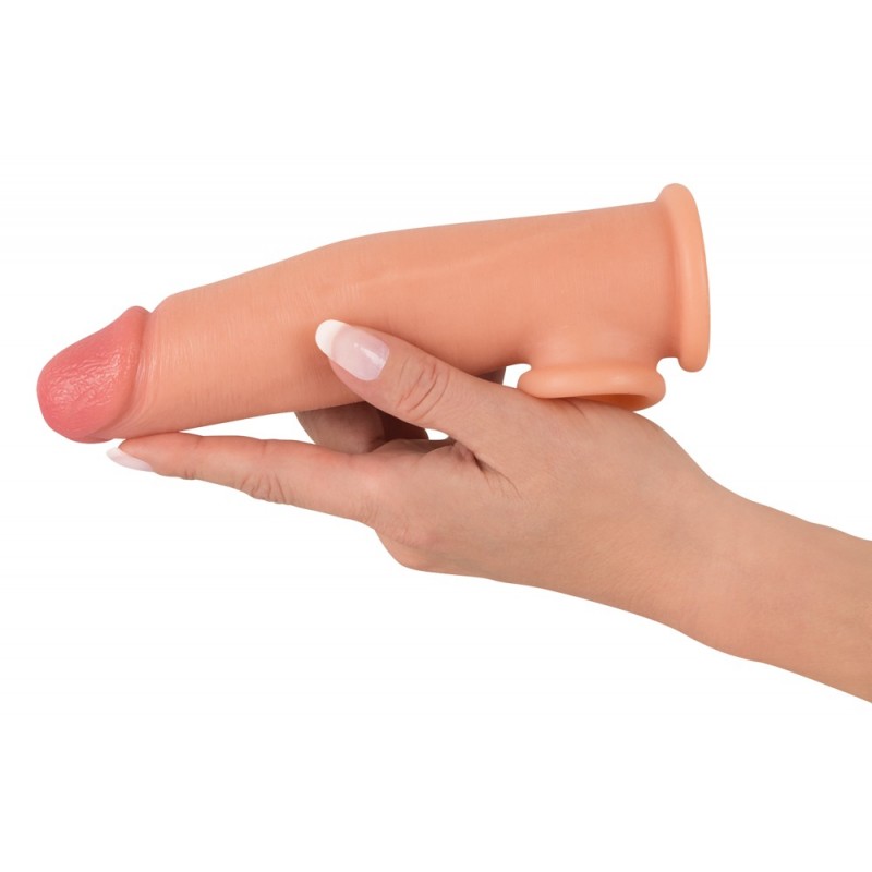 Realistixxx - heregyűrűs hosszabbító péniszköpeny - 19cm (natúr) 35951 termék bemutató kép