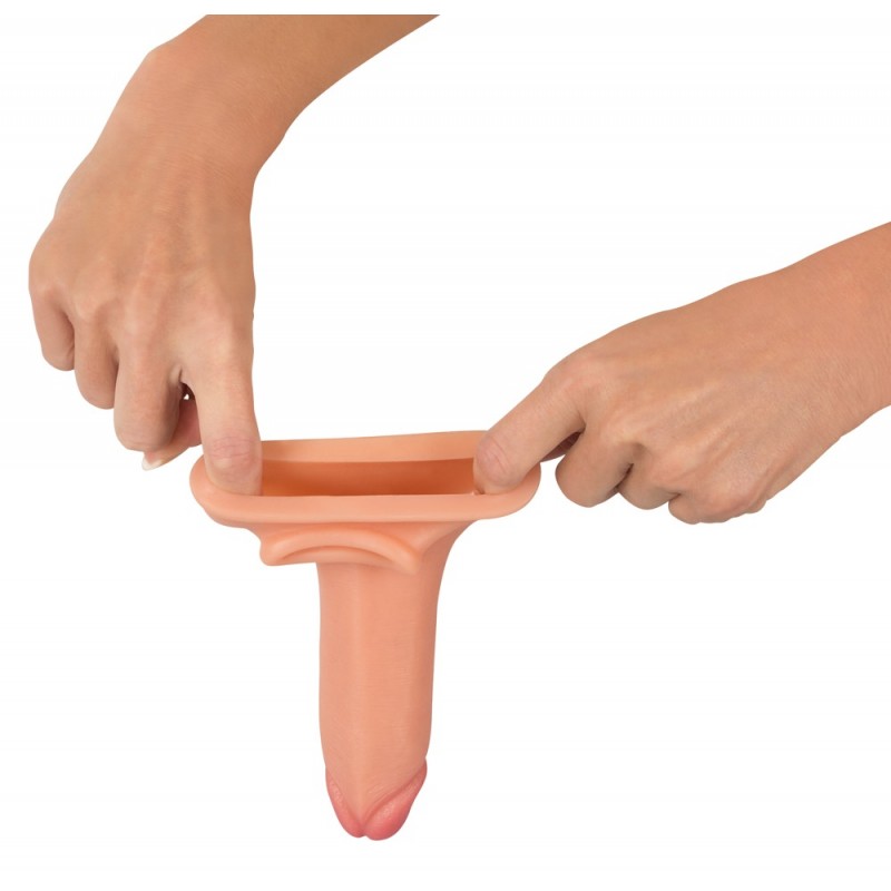 Realistixxx - heregyűrűs hosszabbító péniszköpeny - 19cm (natúr) 35952 termék bemutató kép