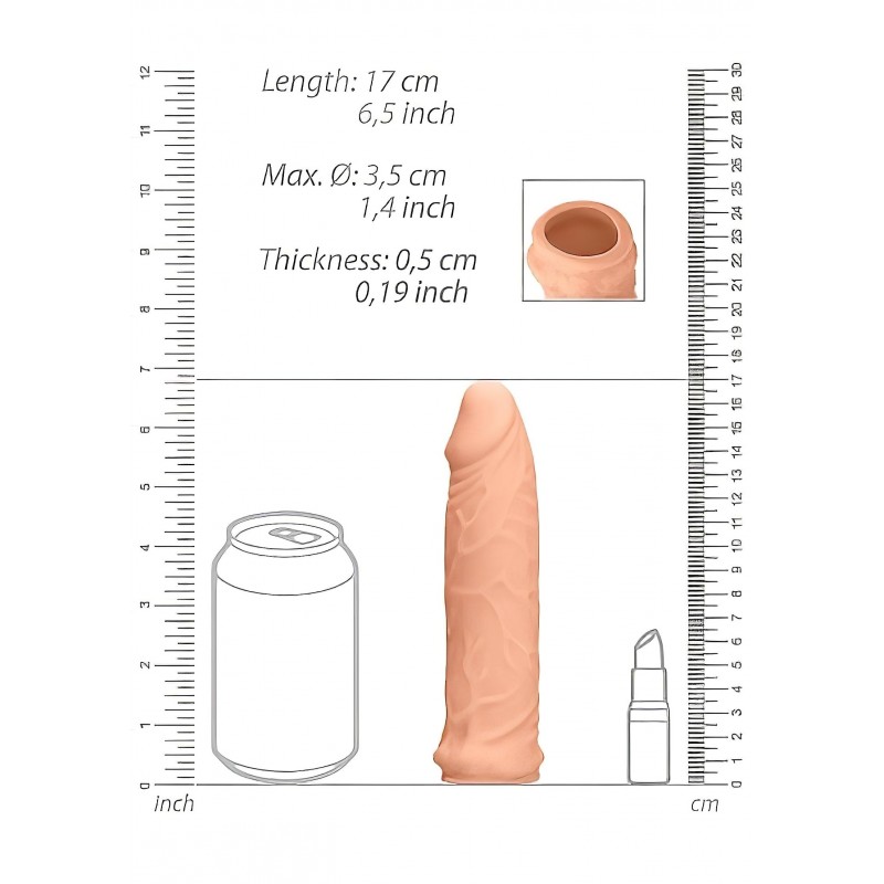 RealRock Penis Sleeve 6 - péniszköpeny (17 cm, natúr) 131706 termék bemutató kép