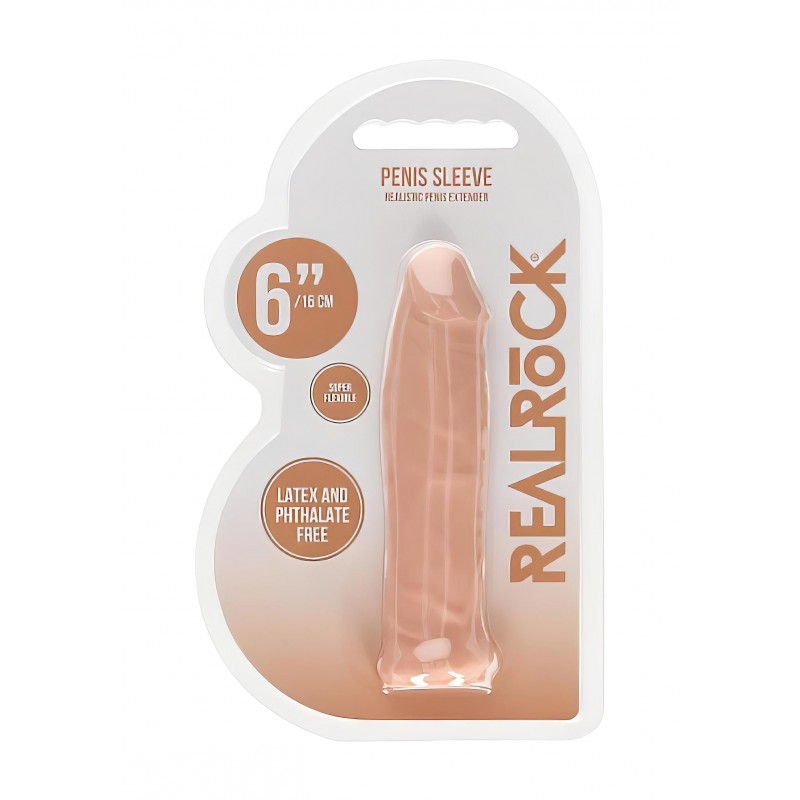 RealRock Penis Sleeve 6 - péniszköpeny (17 cm, testszínű) 144485 termék bemutató kép