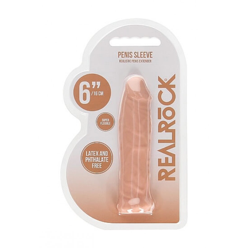 RealRock Penis Sleeve 6 - péniszköpeny (17cm) - natúr 53558 termék bemutató kép