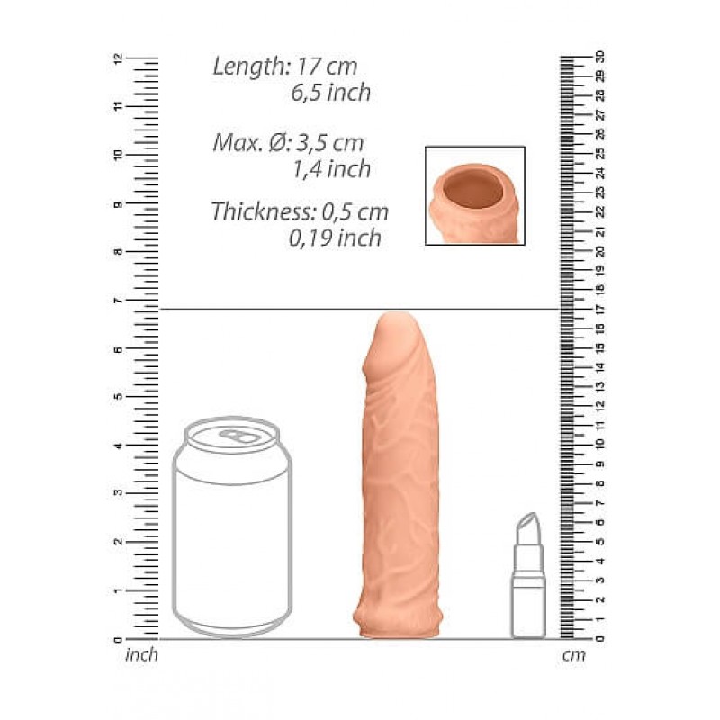 RealRock Penis Sleeve 6 - péniszköpeny (17cm) - natúr 53564 termék bemutató kép