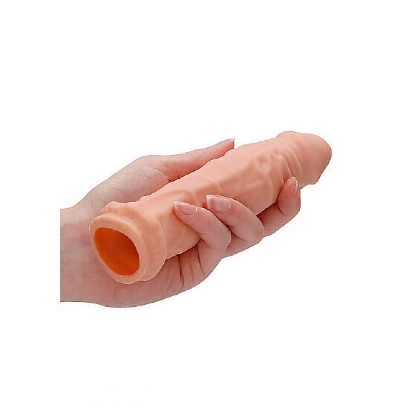 RealRock Penis Sleeve 6 - péniszköpeny (17cm) - natúr 53565 termék bemutató kép