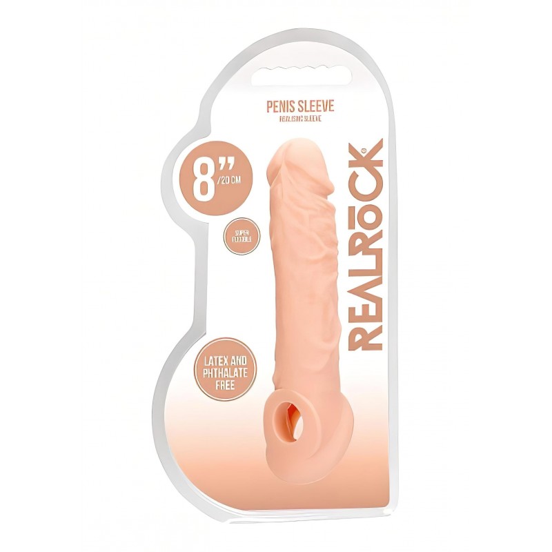 RealRock Penis Sleeve 8 - péniszköpeny (21 cm, natúr) 131681 termék bemutató kép
