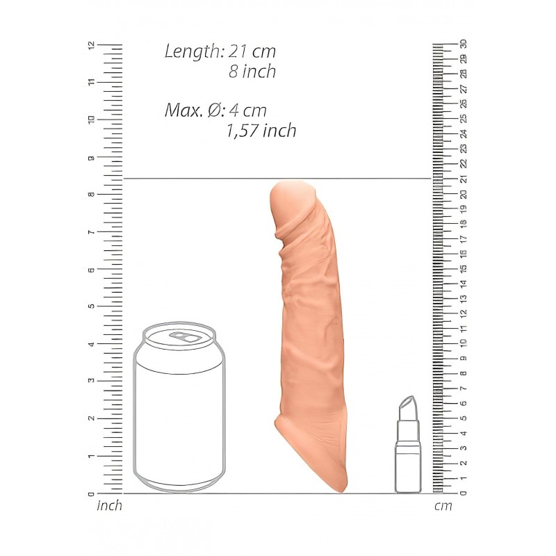 RealRock Penis Sleeve 8 - péniszköpeny (21 cm, natúr) 131687 termék bemutató kép