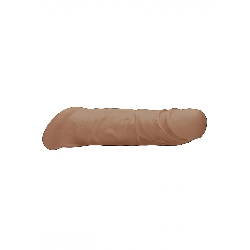 RealRock Penis Sleeve 8 - péniszköpeny (21 cm) - sötét natúr 131696 termék bemutató kép
