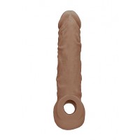 RealRock Penis Sleeve 8 - péniszköpeny (21cm) - sötét natúr 85384 termék bemutató kép
