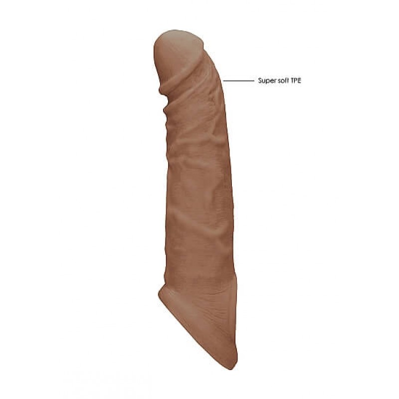 RealRock Penis Sleeve 8 - péniszköpeny (21cm) - sötét natúr 85385 termék bemutató kép