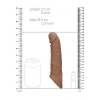 RealRock Penis Sleeve 8 - péniszköpeny (21cm) - sötét natúr 85389 termék bemutató kép