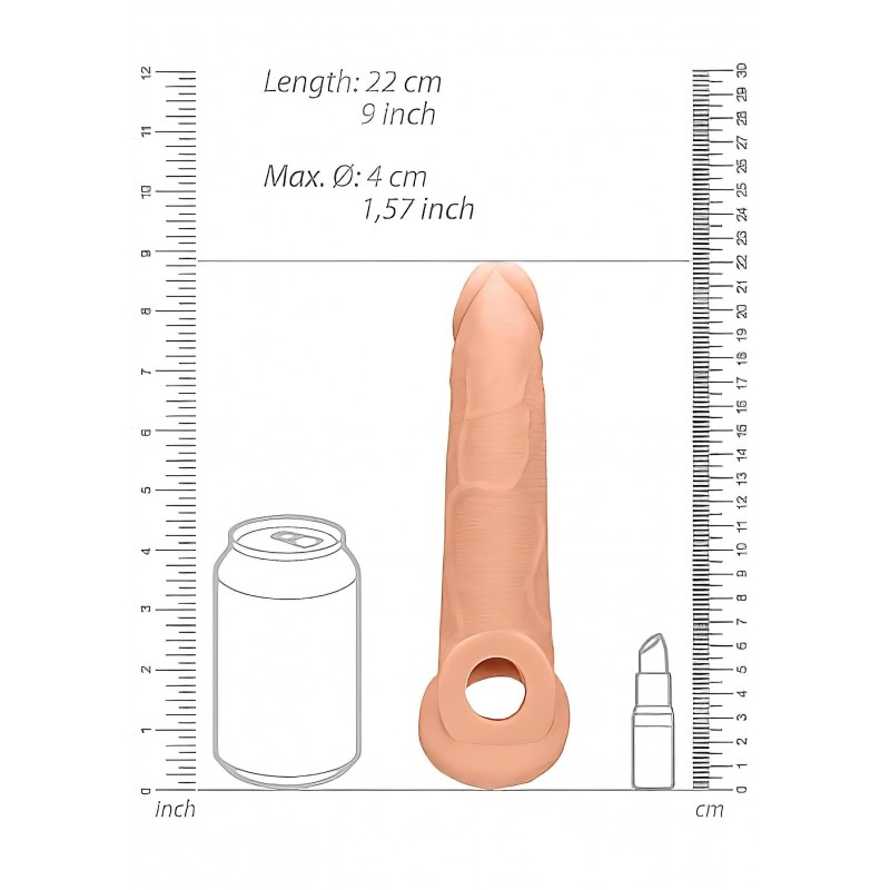 RealRock Penis Sleeve 9 - péniszköpeny (21,5 cm, natúr) 131668 termék bemutató kép