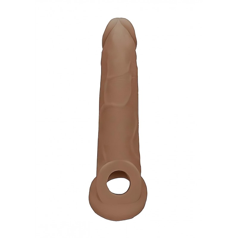 RealRock Penis Sleeve 9 - péniszköpeny (21,5 cm) - sötét natúr 131673 termék bemutató kép